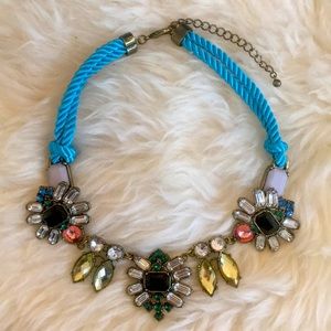 Multi-Colored Chunky Necklace on blue rope